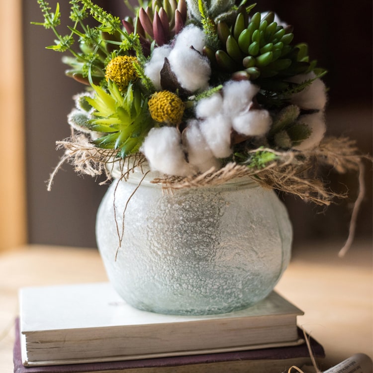 Hand Blown Glass Foggy Glass Vase in white and clear, showcasing unique handmade design and elegant foggy finish.