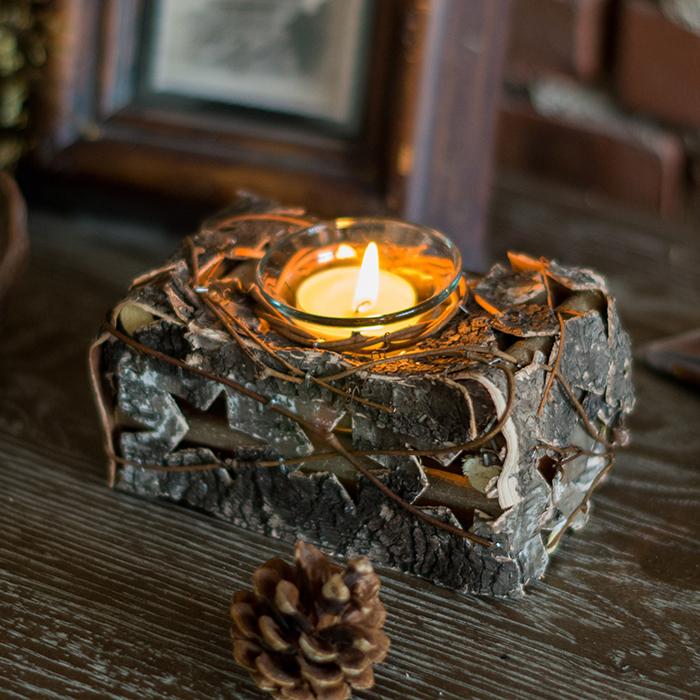 Handmade Wood Candle Holder featuring unique design and natural wood finish, perfect for home decor.