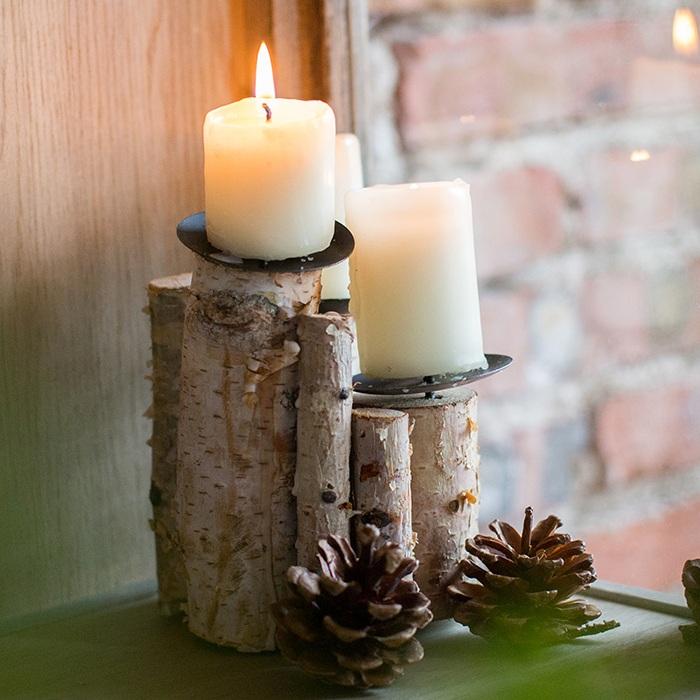 Handmade Wood Candle Holder featuring unique design and natural wood finish, perfect for home decor.