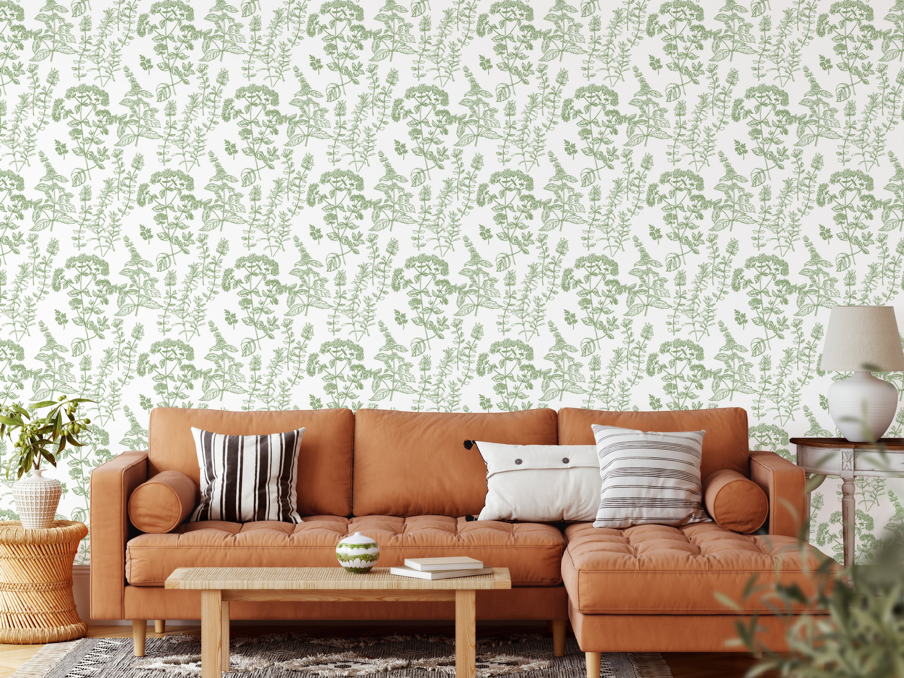 Handrawn Botanicals Wallpaper featuring vibrant colors and modern design, perfect for home decor.