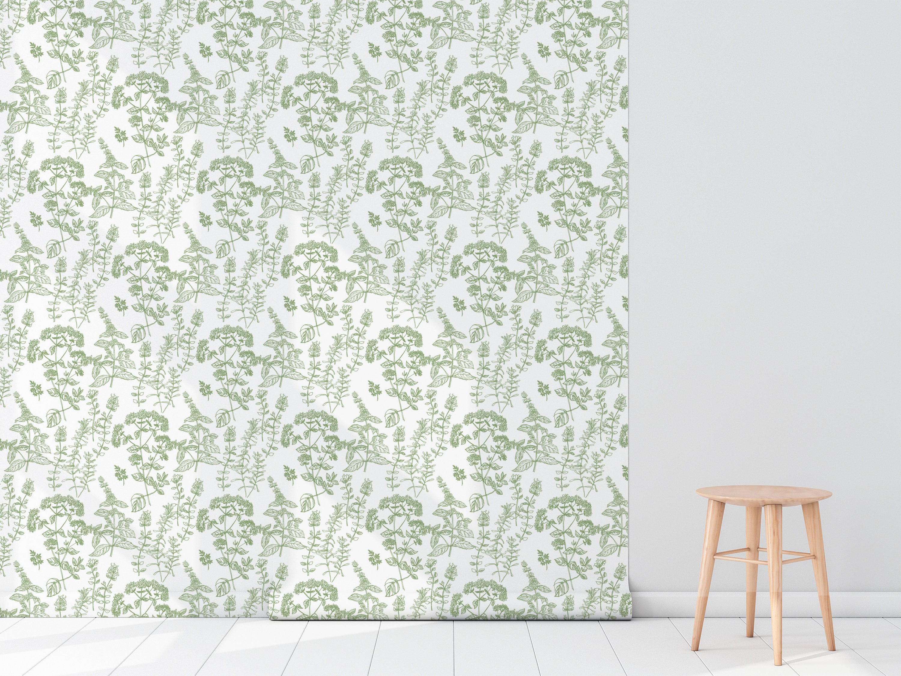 Handrawn Botanicals Wallpaper featuring vibrant colors and modern design, perfect for home decor.