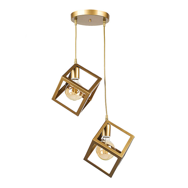 EQUALL Matte Gold Hanging Lamp with two E27 bulb fittings, showcasing a sleek design and elegant matte gold finish.