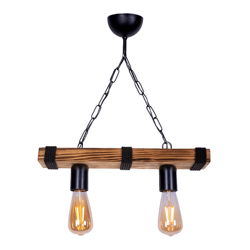 Stylish FOREST Hanging Lamp in walnut and black, featuring a wooden and metal design with rope accents, ideal for modern interiors.