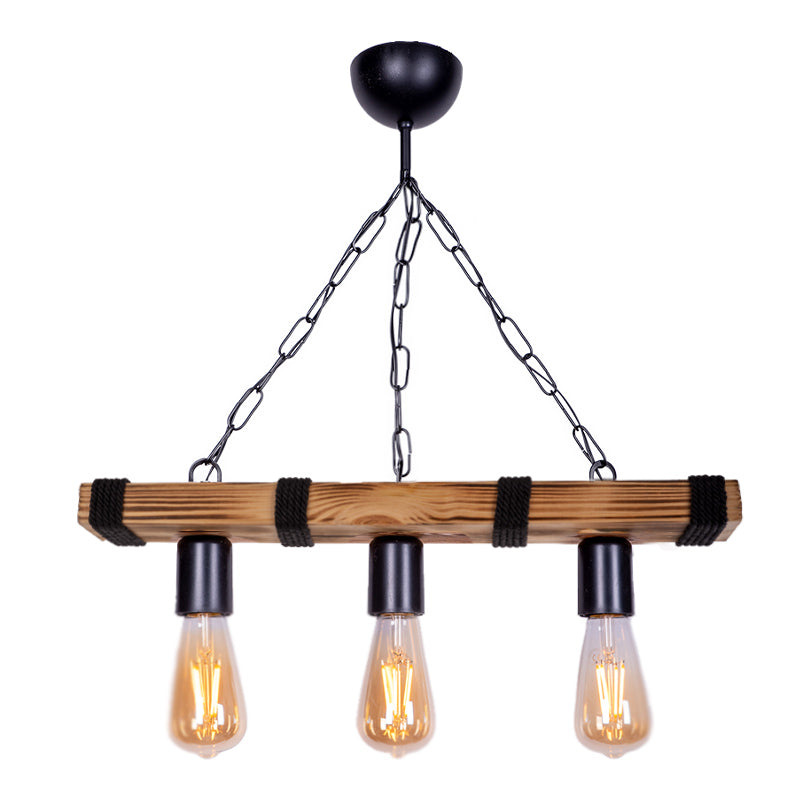 FOREST Hanging Lamp in walnut and black, featuring three E27 bulb sockets and a sleek design, perfect for modern interiors.