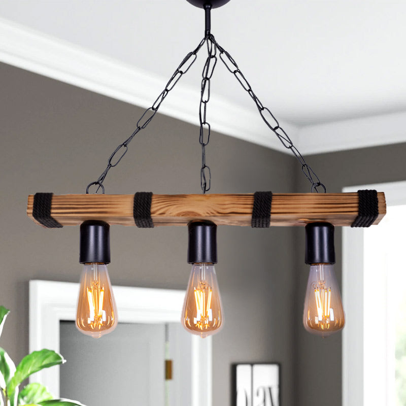 FOREST Hanging Lamp in walnut and black, featuring three E27 bulb sockets and a sleek design, perfect for modern interiors.