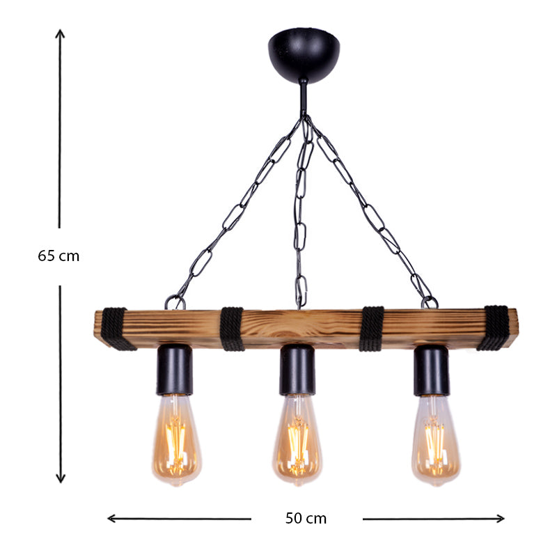 FOREST Hanging Lamp in walnut and black, featuring three E27 bulb sockets and a sleek design, perfect for modern interiors.