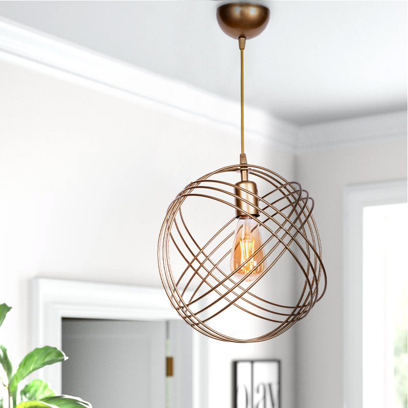 Stylish GLOBE Gold Hanging Lamp with metallic finish, dimensions 35x35x70 cm, perfect for home or business lighting.