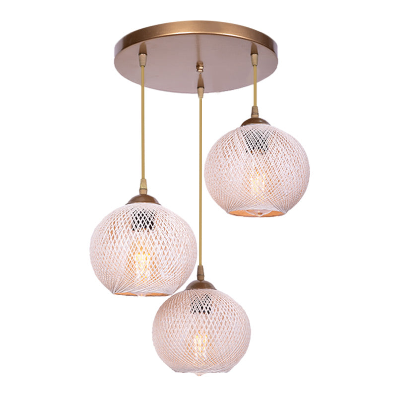 GORDON Hanging Lamp in Gold and Beige, featuring a metallic and rope design, perfect for stylish lighting in various settings.