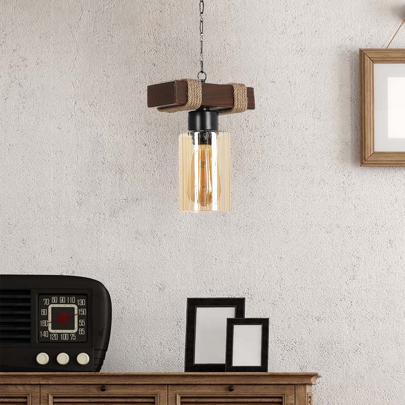 NANTES Hanging Lamp in walnut finish, showcasing its elegant design and dimensions of 20x18x70 cm.