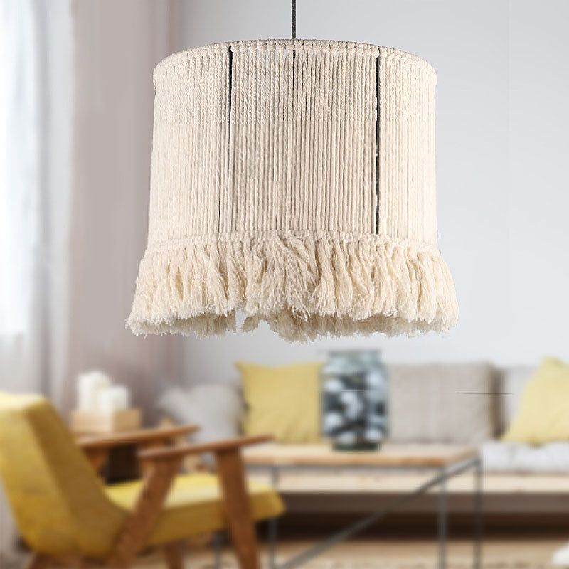 SAMBA White Hanging Lamp featuring a stylish rope design, dimensions 30x30x75 cm, ideal for various indoor settings.