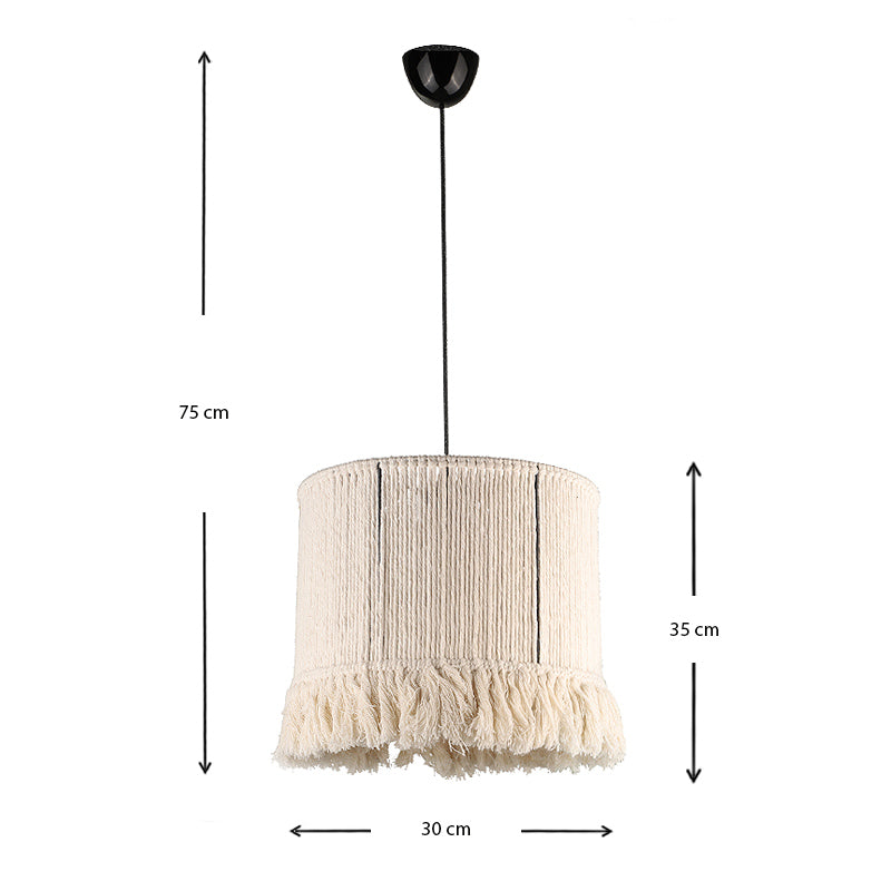 SAMBA White Hanging Lamp featuring a stylish rope design, dimensions 30x30x75 cm, ideal for various indoor settings.