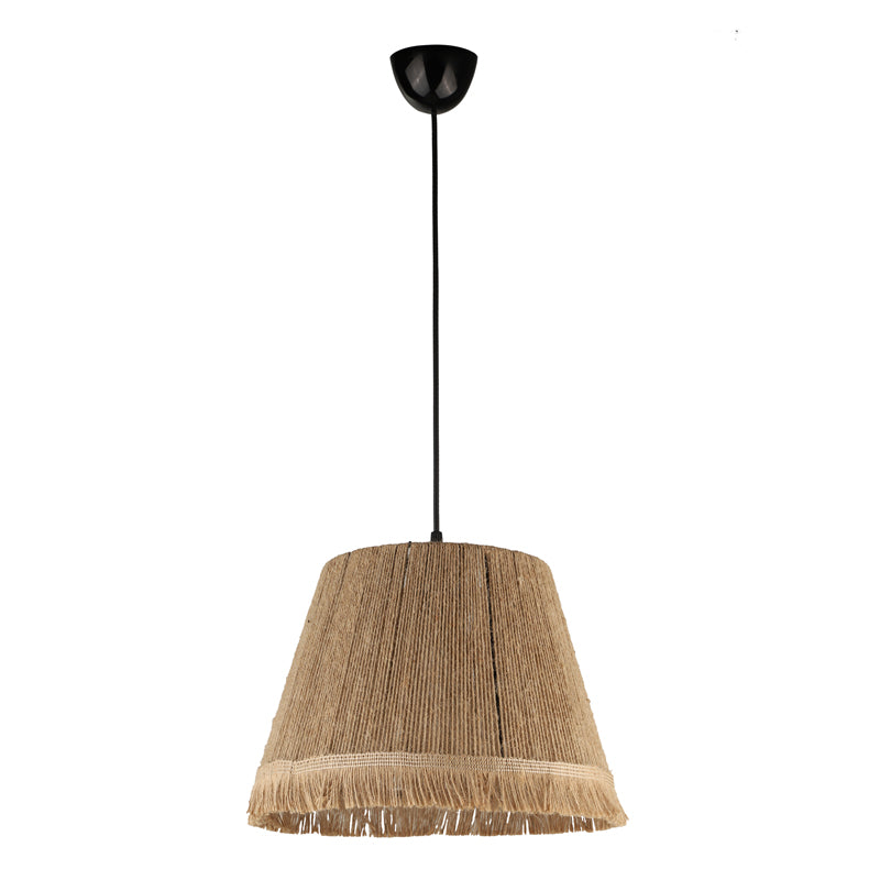 Hanging Lamp TAHITI E27 made of natural rope, showcasing its elegant design and dimensions of 30x30x75 cm.