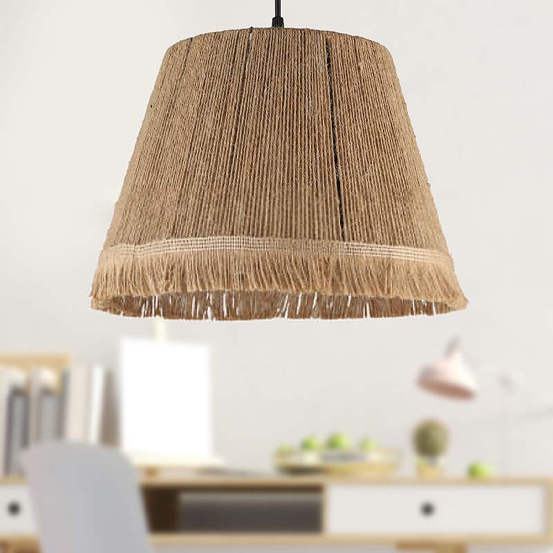 Hanging Lamp TAHITI E27 made of natural rope, showcasing its elegant design and dimensions of 30x30x75 cm.