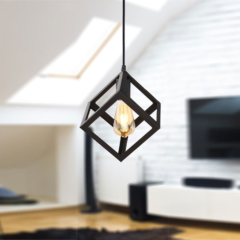 TUTTO Black Hanging Lamp with a sleek metallic design, dimensions 22x22x70 cm, ideal for modern interiors.