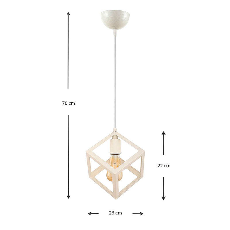 TUTTO White Hanging Lamp with a sleek metallic design, measuring 22x22x70 cm, perfect for modern interiors.