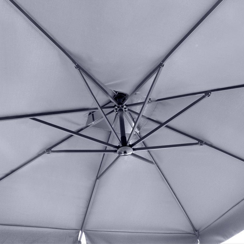 Professional hanging umbrella SUNNY in ecru anthracite color, featuring a telescopic mechanism and reinforced aluminum frame, ideal for outdoor use.