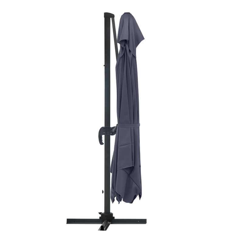 Professional hanging umbrella SUNNY in ecru anthracite color, featuring a telescopic mechanism and reinforced aluminum frame, ideal for outdoor use.