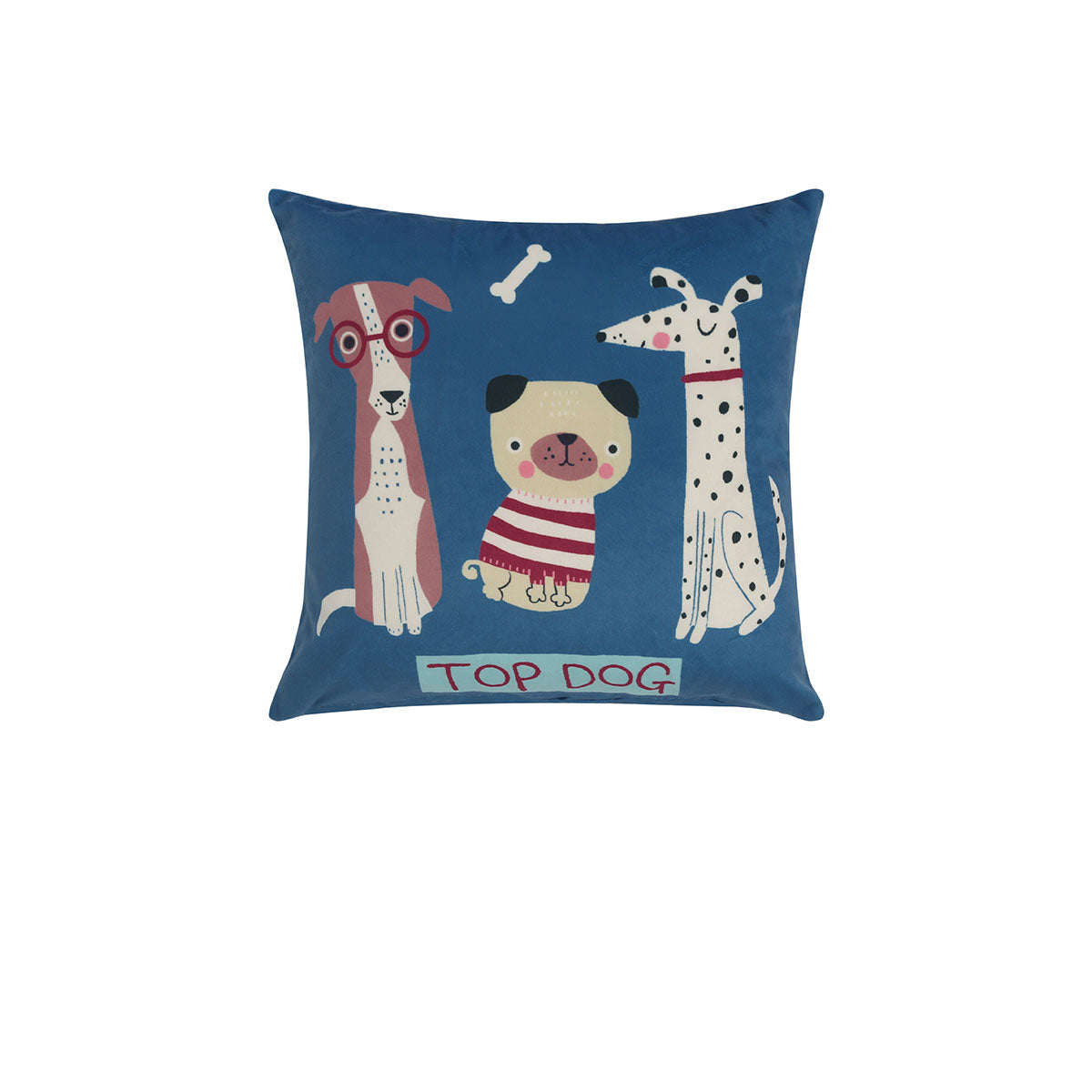 Happy Kids Puppy Club Filled Square Cushion featuring colorful puppy designs on a square cushion.