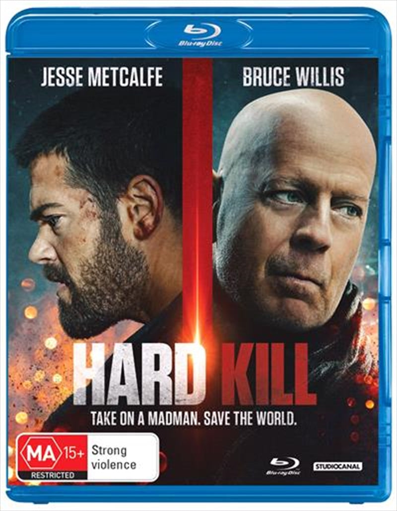 Hard Kill Blu-ray cover featuring Bruce Willis in an action pose, showcasing the film's intense theme.