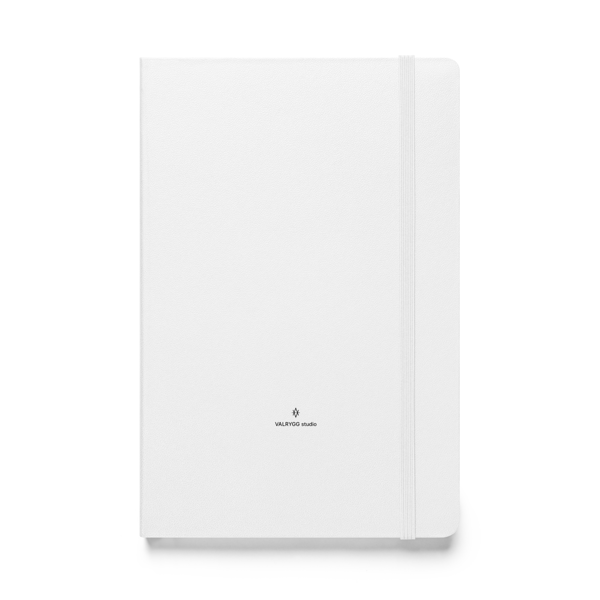 A stylish hardcover bound notebook with an elastic closure, ribbon marker, and expandable inner pocket, featuring lined cream-colored pages.