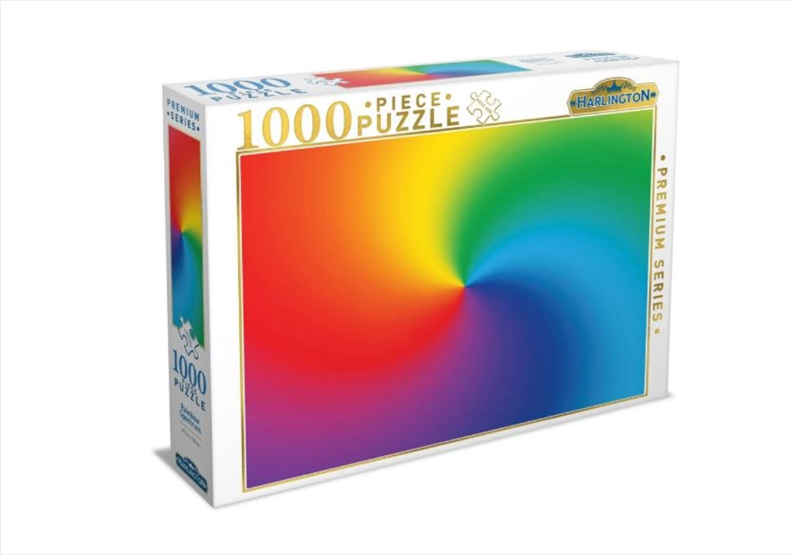 Harlington Puzzles Rainbow Spectrum Refresh 1000pc puzzle featuring vibrant colors in a rainbow spectrum design.