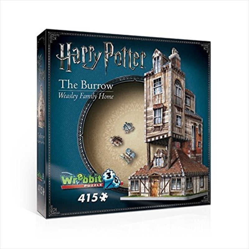 A detailed 3D puzzle of The Burrow, the Weasley family home from Harry Potter, showcasing its whimsical architecture and vibrant colors.