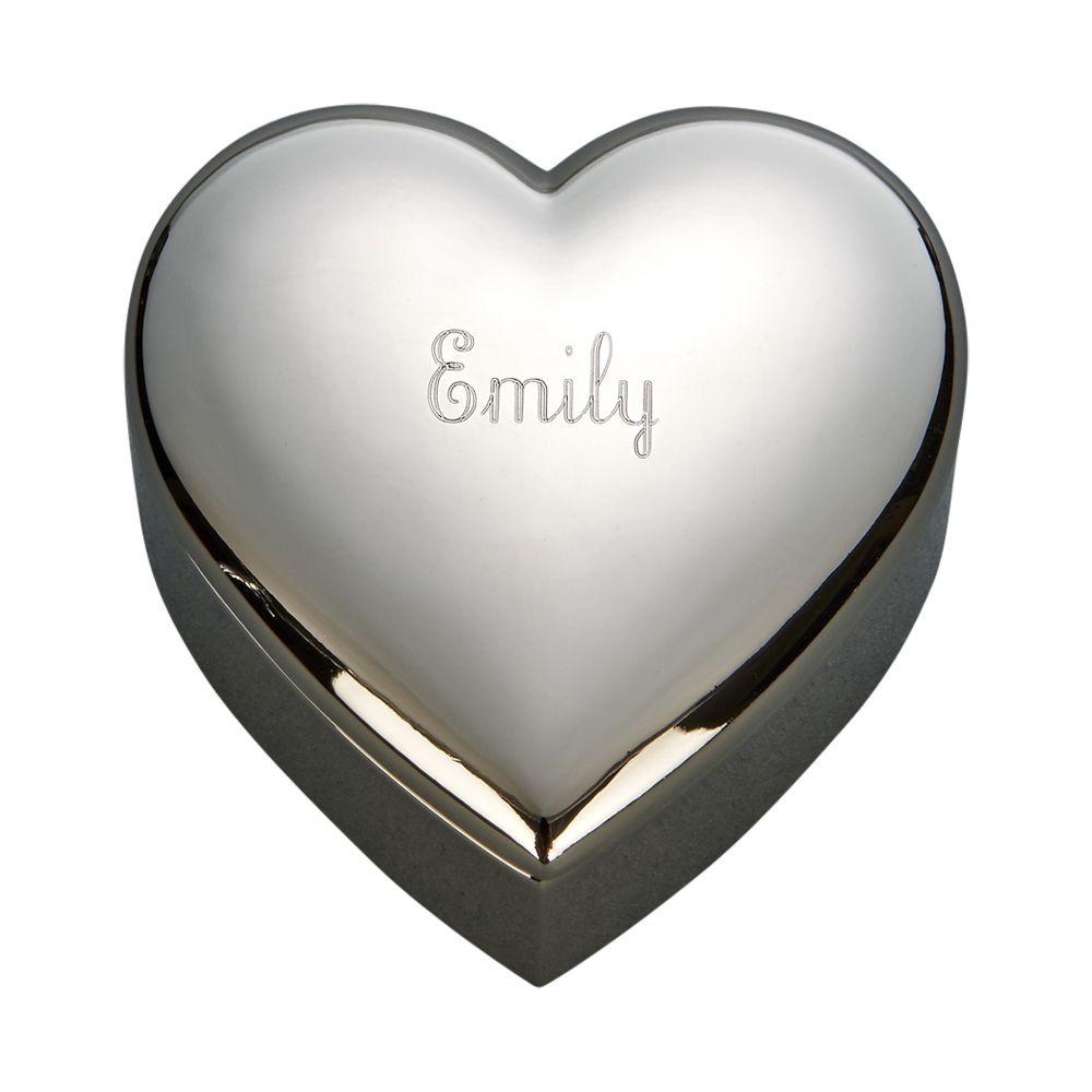 A charming heart-shaped box with a dark blue flocked interior, perfect for gifts and keepsakes.