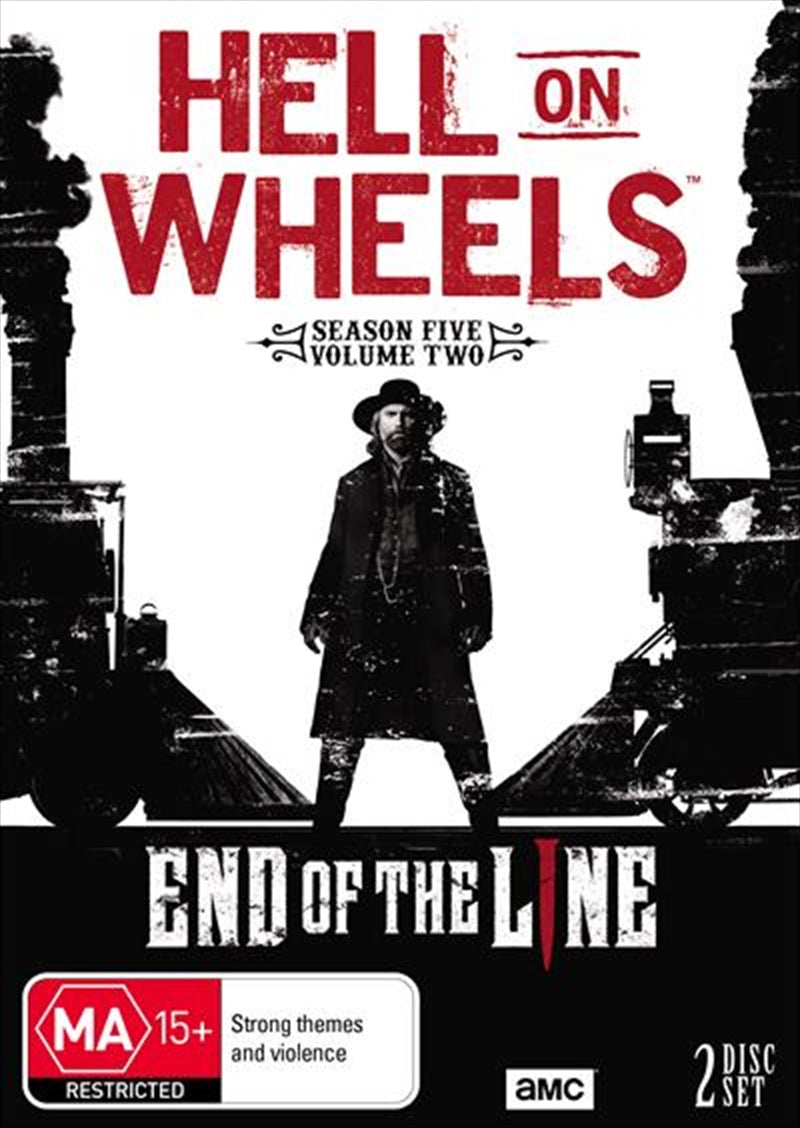 Hell On Wheels Season 5 Part 2 DVD cover featuring Cullen Bohannon and railroad imagery.