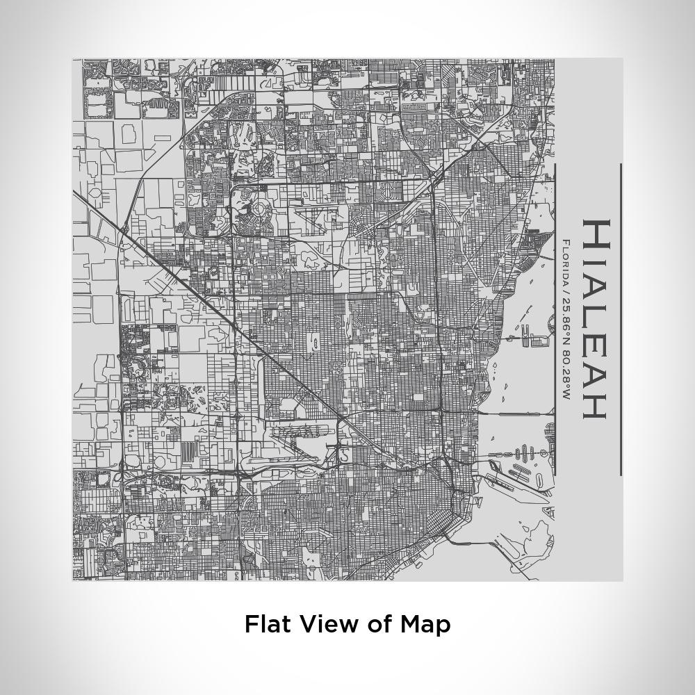 Custom engraved stainless steel tumbler featuring a detailed map of Hialeah, Florida with coordinates.