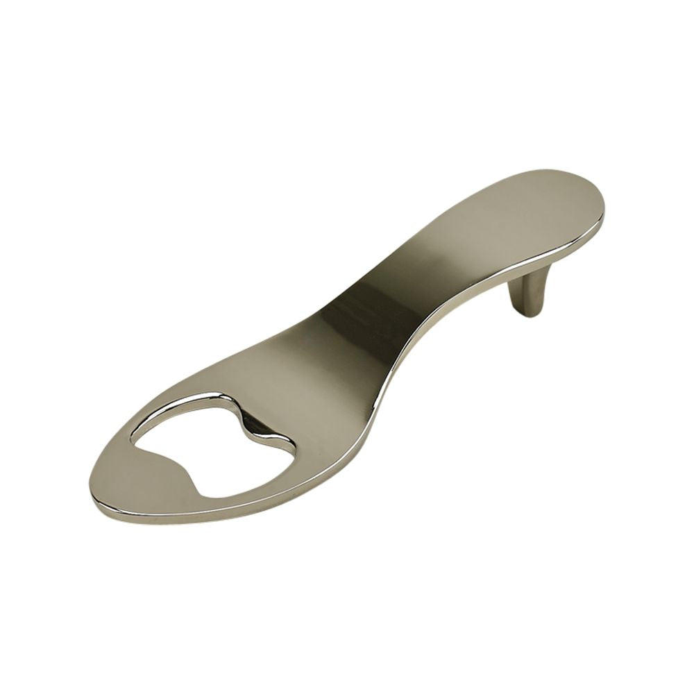 High Heel Shaped Bottle Opener in solid metal with nickel plating, designed like a stylish ladies' shoe.