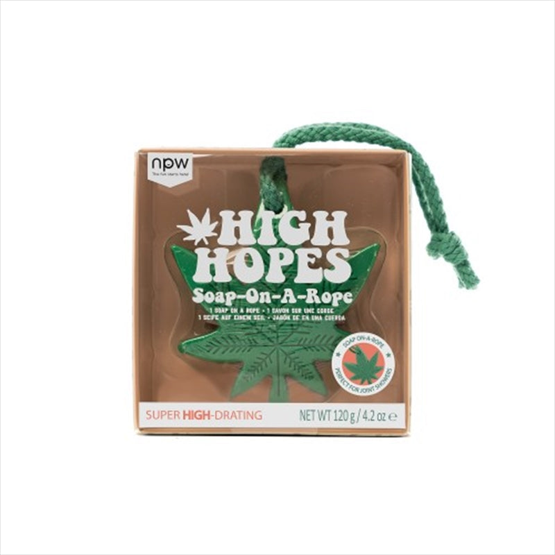 High Hopes Soap On A Rope, a luxurious soap with a rope for easy handling, featuring a beautiful design and rich lather.