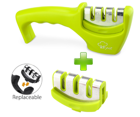 High Quality 3-stage Household Kitchen Fast Knife Sharpener with ergonomic handle and non-slip base, designed for sharpening various knife types.