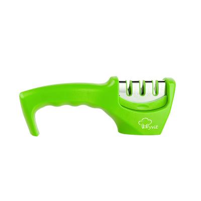 High Quality 3-stage Household Kitchen Fast Knife Sharpener with ergonomic handle and non-slip base, designed for sharpening various knife types.