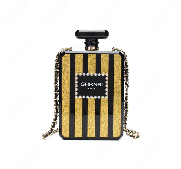 High Quality Perfume Bottle Evening Bag in stylish design, showcasing its elegant minaudiere shape and durable PVC material.