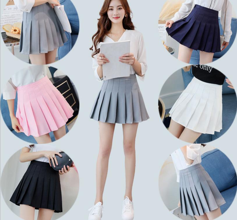 High Quality Summer Pleated Skirt in natural color, showcasing its stylish pleats and A-line silhouette, perfect for Japanese school uniforms.