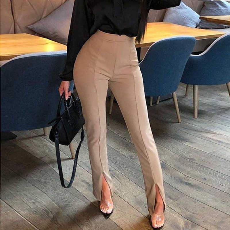 High waist pants for women, featuring a stretchy fit, side stripes, and a casual pencil style, perfect for office wear.