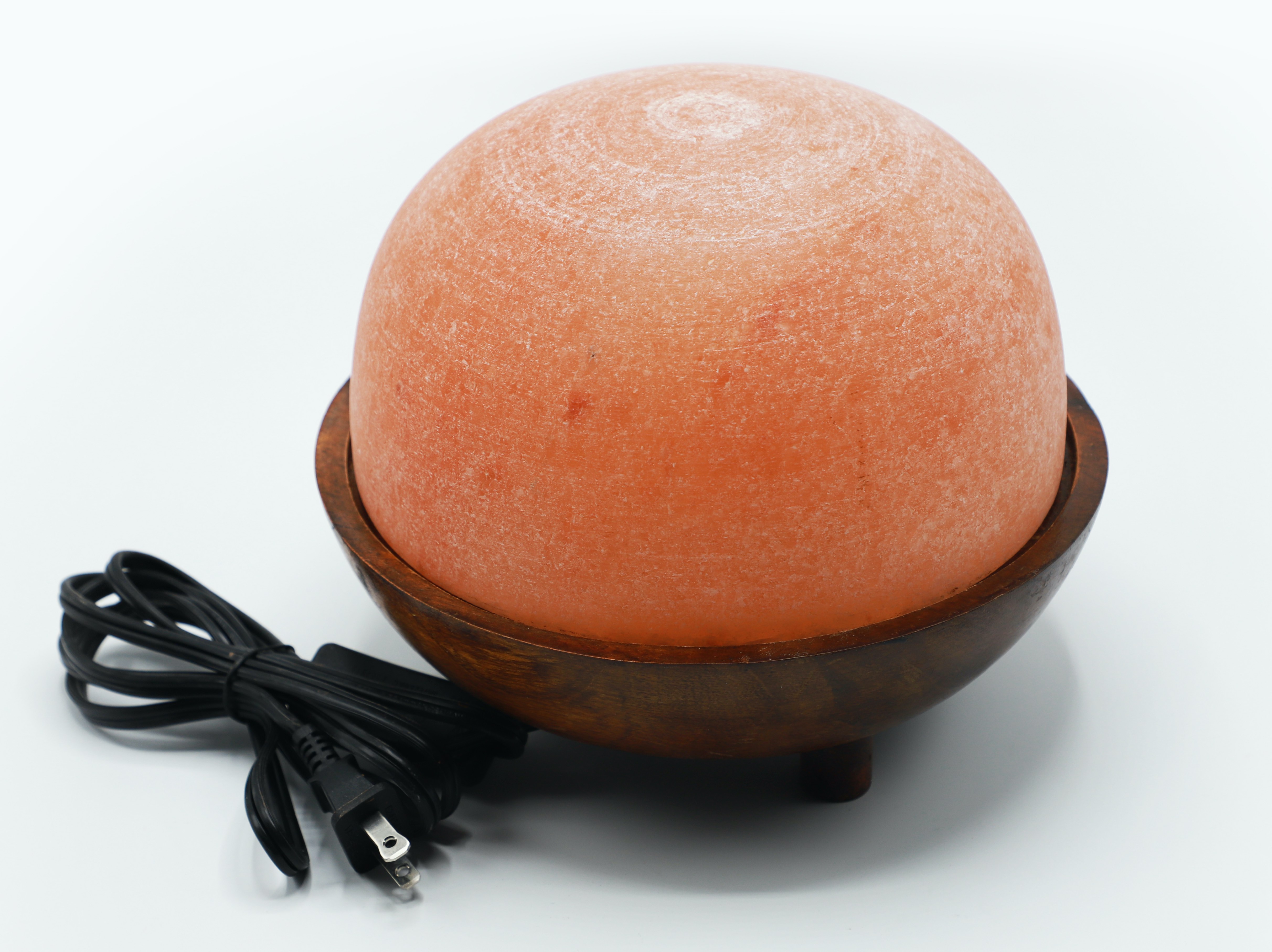 Himalayan Foot Detox Dome Lamp with wooden base and natural salt crystals, designed for foot relaxation and detoxification.