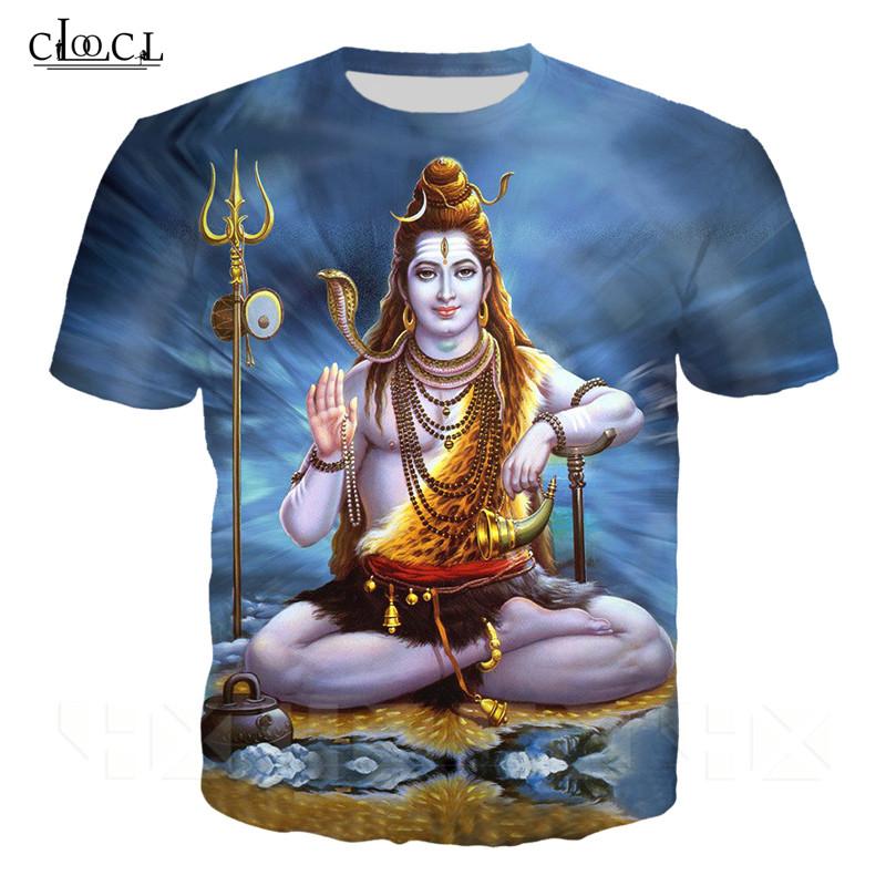 A stylish 3D printed T-shirt featuring Lord Shiva, designed for both men and women, showcasing vibrant colors and intricate details.