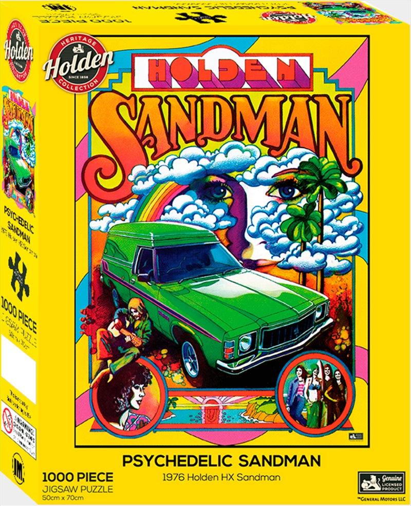 Holden 1000 Piece Puzzle featuring vibrant psychedelic panel van art, showcasing colorful pieces and intricate designs.