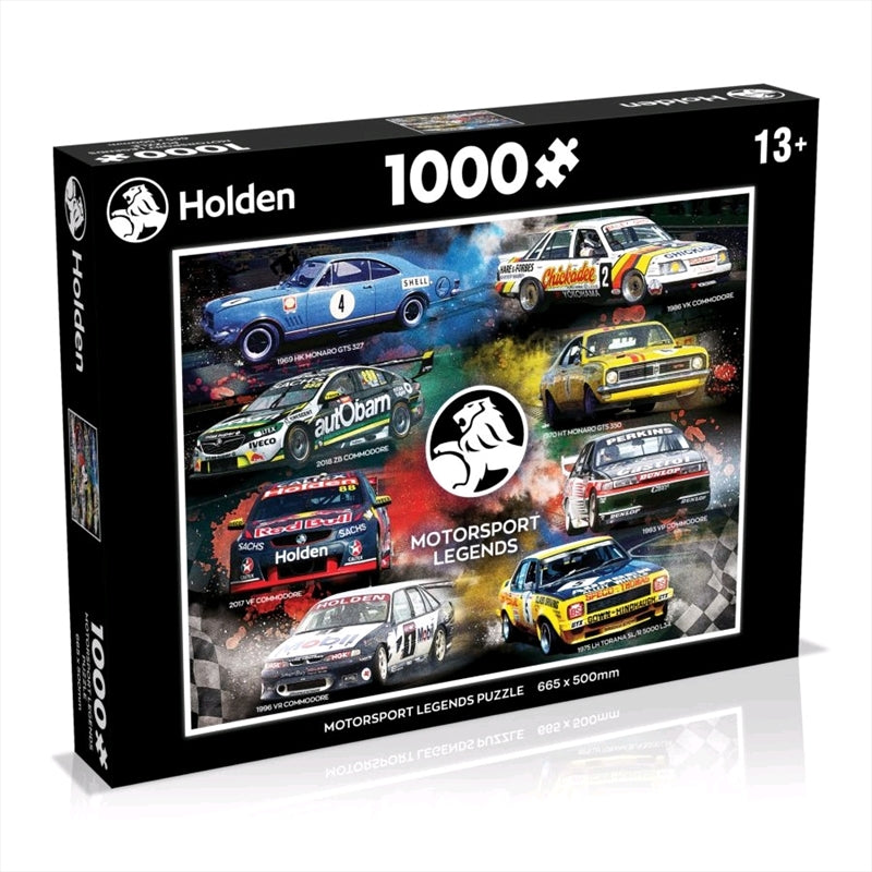 Holden - Legends 1000 Piece Jigsaw Puzzle featuring iconic Holden cars in vibrant colors.