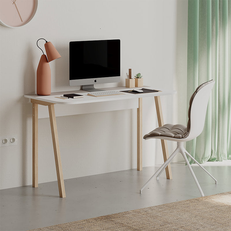 Home Desk GIULIA in light mocha and white, featuring a sleek design and durable melamine surface, perfect for home or office use.