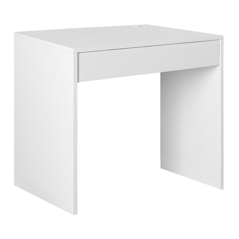 Home Desk LUANA in white melamine finish, featuring a spacious drawer and modern design, ideal for home and office use.