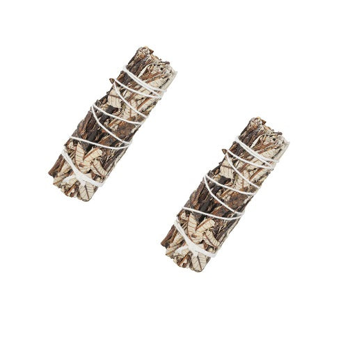 A 3-inch bundle of Yerba Santa smudging herb sticks tied with cotton string, showcasing its natural texture and earthy color.