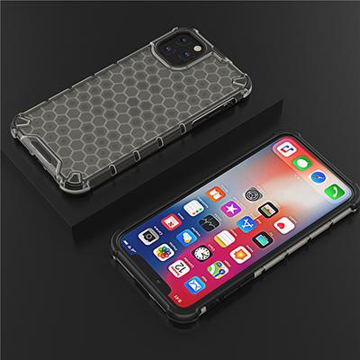 Honeycomb Rugged Hybrid Armor Case for iPhone 11 Pro Max, showcasing its durable design and kickstand feature.