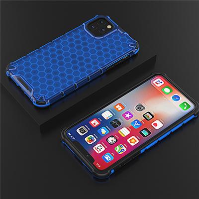 Honeycomb Rugged Hybrid Armor Case for iPhone 11 Pro Max, showcasing its durable design and kickstand feature.