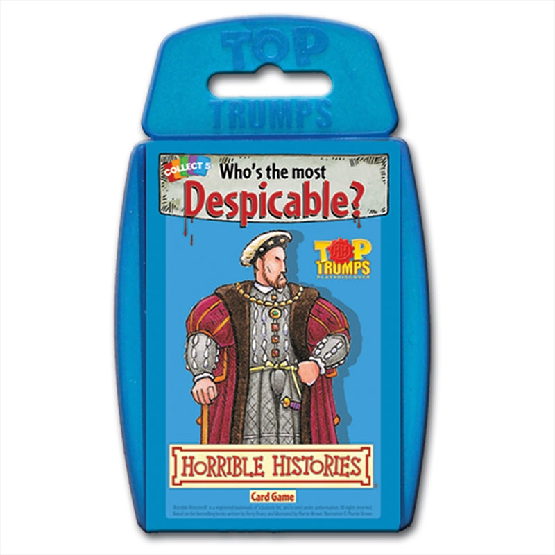 Horrible Histories - Top Trumps card game featuring historical figures and fun facts.