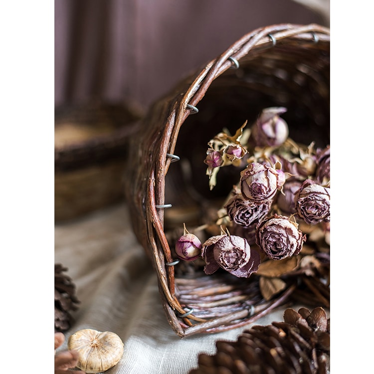 Horn Shape Willow Hanging Basket Planter in brown, showcasing its unique design and natural material.