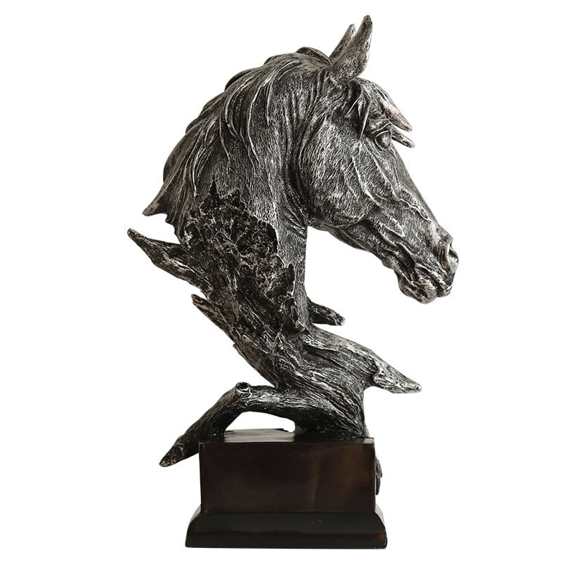 A beautifully hand-painted horse head statue, showcasing intricate details and elegant design, perfect for home decor.