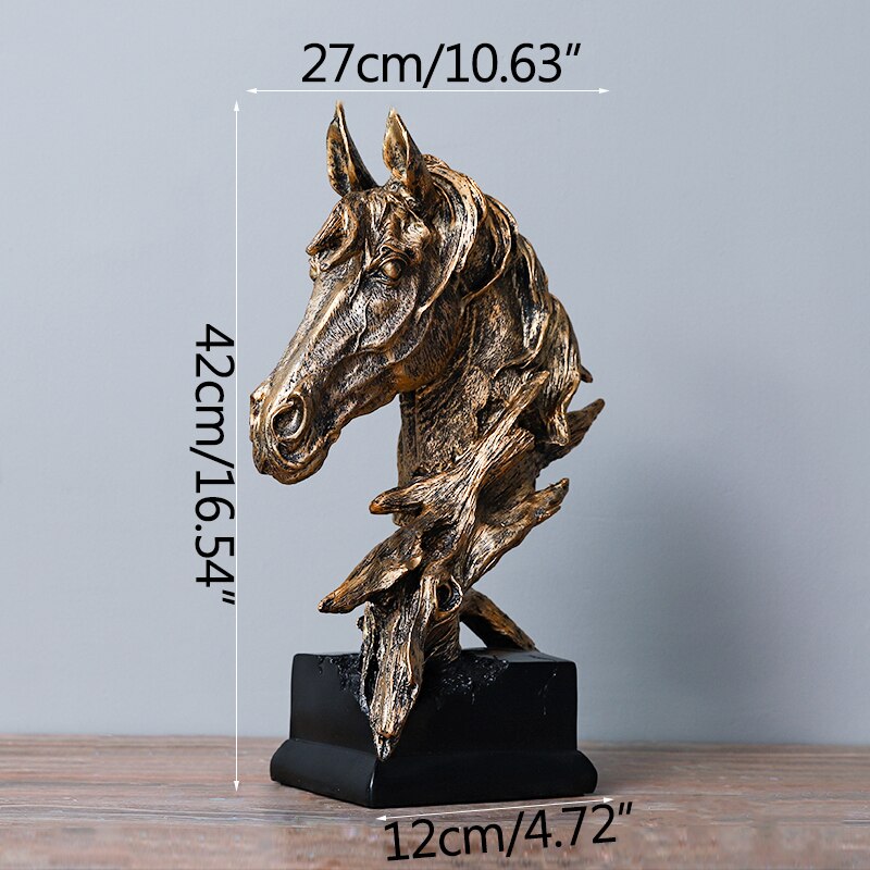 A beautifully hand-painted horse head statue, showcasing intricate details and elegant design, perfect for home decor.