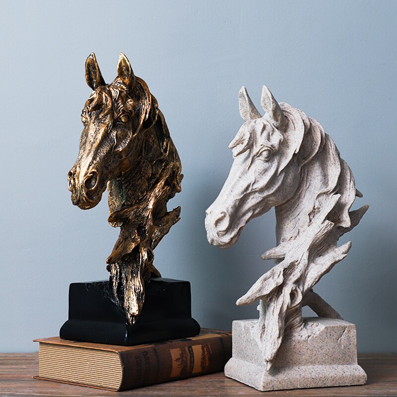 A beautifully hand-painted horse head statue, showcasing intricate details and elegant design, perfect for home decor.